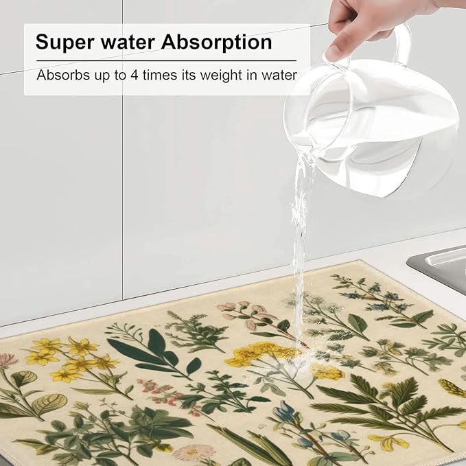 Floral Microfiber Dish Drying Mat XL - Image 5