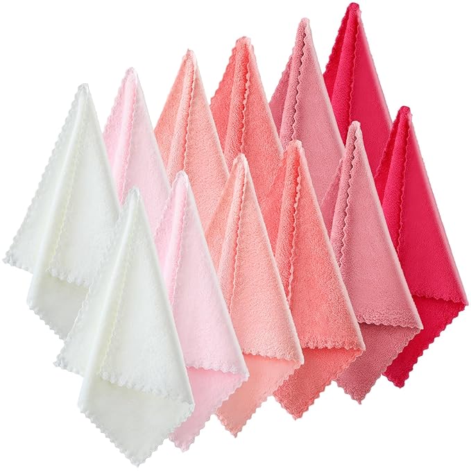 Syhood 12 Pieces Face Wash Cloth 12 x 12 in Makeup Remover Cloths Towel Coral by Syhood