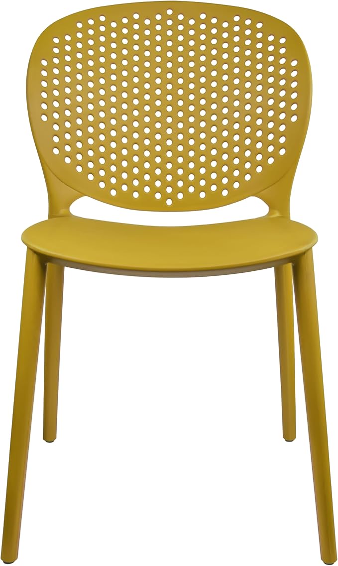 2xhome Set of 4 Patio Dining Chairs | Modern Stackable Outdoor Pool Side Chair | Weather Resistant Plastic for Yard, Porch, Balcony, Kitchen, Yellow - Image 6