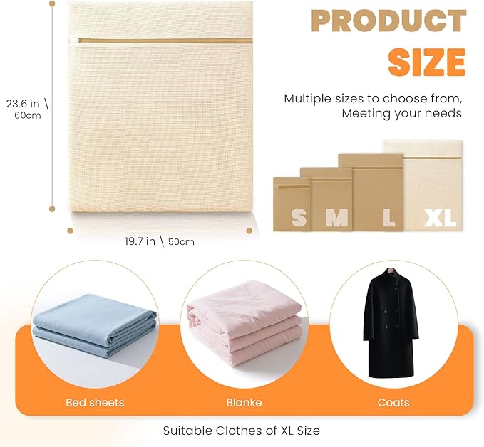 4Pcs Large Cotton Mesh Laundry Bags - Image 5