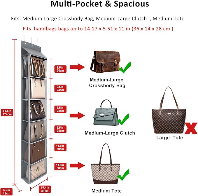 Lirex Over The Door Purse Organizer & Purse Shelf - Image 2