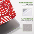 Valentines Day Dish Drying Mat for Kitchen Counter Red Polka Dot Stripe Love - Image 4