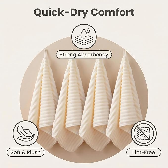 4PCS Beige Microfiber Hand Towels - Image 3