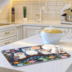 Dish Drying Mat Kitchen Counter Absorbent Three Owls Coffee Sink Mat Dish - Image 6