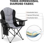 2 Pack Folding Camping Chairs for Adults - High Back Padded Outdoor Lawn Chairs with Lumbar Support & Cup Holder, 400lbs Heavy Duty Portable Camping Chairs Set (Black & Light Gray) - Image 9