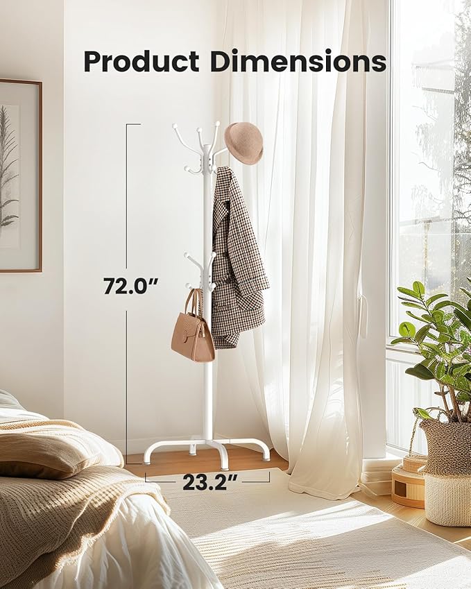 Pipishell Coat Rack with 14 Hooks, Freestanding Coat Rack Stand - Image 6