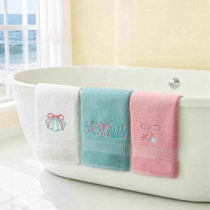 3 Pack Seashell Bow Coastal Hand Towels - Image 6