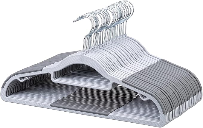 30-Pack Plastic Clothes Hangers, Space Saver, Non Slip, 360° Swivel Hook by SmartHomeforYourFamily