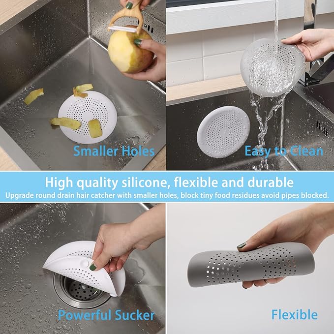 2-Pack Drain Hair Catcher Durable Silicone Hair Stopper Shower Drain Covers - Image 4