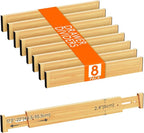 Lifewit 2.4" High 8 Pack Bamboo Drawer Dividers 45-55cm/17.5-22" Adjustable by Lifewit