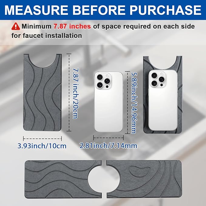 2 Pcs Faucet Mat for Kitchen Sink 15.74”×3.94” Diatomite Quick Dry Sink Splash - Image 2