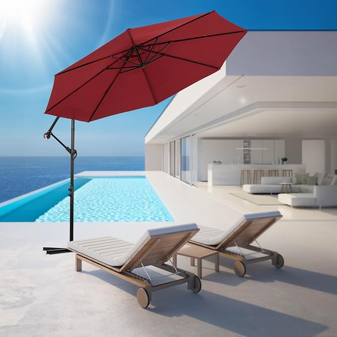 Backyard Expressions 10FT Cantilever Patio Umbrella – Outdoor Offset Hanging Umbrella with Smooth Crank, Tilt Adjustment & UV Protection – Heavy-Duty Steel Frame (Base Not Included) - Image 5