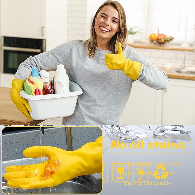 Rubber Reusable Gloves Long Household Dishwashing Gloves Kitchen Cleaning - Image 4