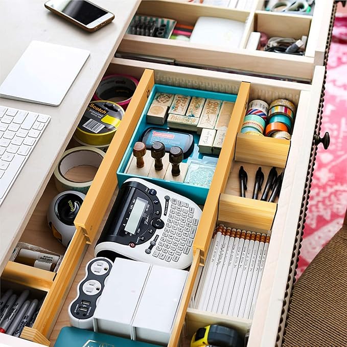 ANTOWIN Bamboo Drawer Dividers Organizers, Drawer Separators Splitter, 13-17 - Image 9