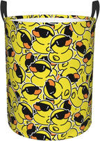Cute Rubber Ducks With Funny Sunglasses Laundry Hamper Bag With Waterproof Liner - Image 9