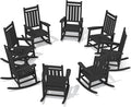 SERWALL HDPE Outdoor Rocking Chair Set of 8, Patio Rocking Chairs for Adults, All Weather Outdoor Rockers for Lawn, Black by SERWALL