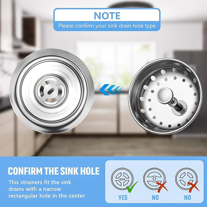 Mudder 3 Pcs Kitchen Sink Drain Strainer and Stopper Stainless Steel Garbage - Image 3