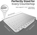 Silicone Dish Drying Mat with Raised Drain Spout, 15mm Thick Heat Resistant - Image 6