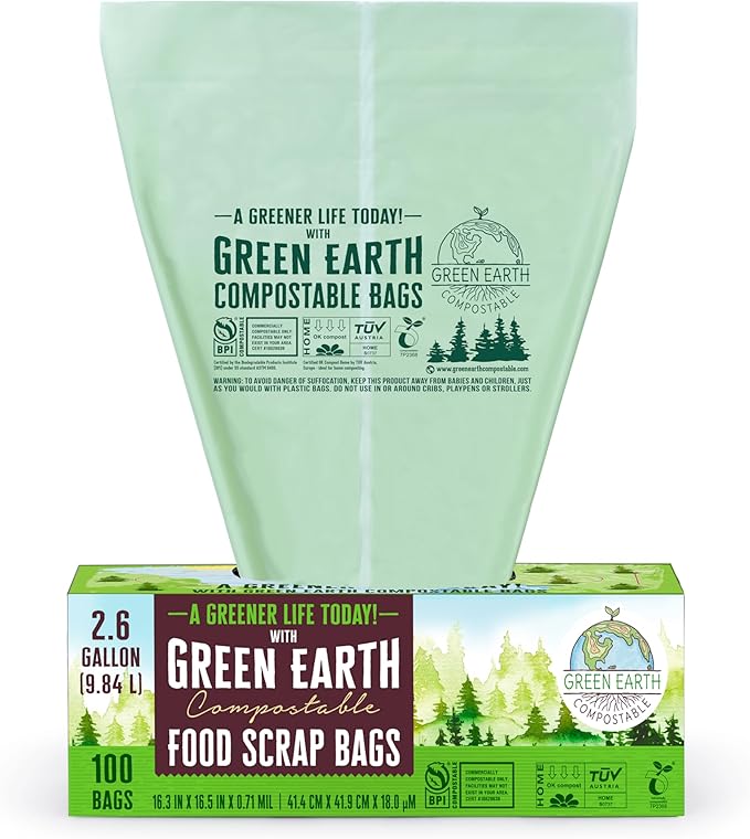Green Earth Compostable Small Kitchen Food Scrap Trash Bags, Extra Thick 0.71 - Image 4
