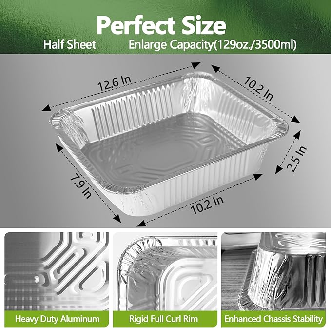 Thickened 20 Pack Heavy Duty Aluminum Pans, 9x13 Aluminum Foil Pans Disposable - Image 3