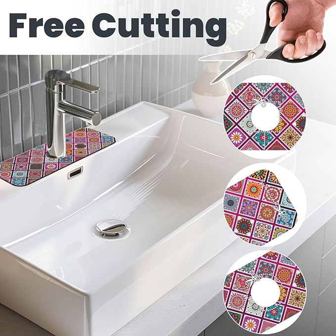 Boho Mandala Bohemian Floral Kitchen Sink Splash Guard Faucet Mat Super - Image 3