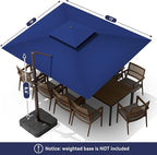 10 X 13 FT Cantilever Outdoor Patio Umbrella with Led Lights Large Heavy Duty 360° Rotation Double Top Offset Rectangular Umbrellas for Backyard Garden Pool Outside Deck, Navy - Image 8