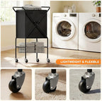 Laundry Basket with Wheels:88L Rolling Laundry Cart Foldable Metal Frame Dirty - Image 3