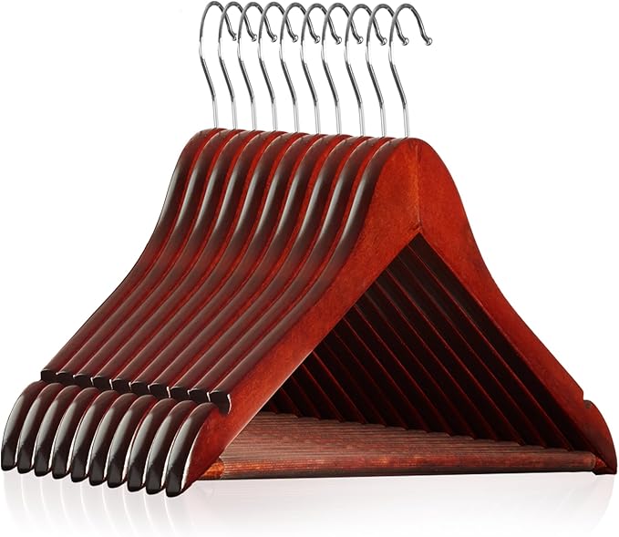 Casafield - 10 Cherry Wooden Suit Hangers - Premium Lotus Wood by Casafield