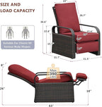 Outdoor Recliner, Outdoor Resin Wicker Patio Recliner Chair with 5.5'' Cushions, Patio Furniture Auto Adjustable Rattan Sofa, UV/Fade/Water/Sweat/Rust Protected, Easy to Assemble (Red) - Image 2