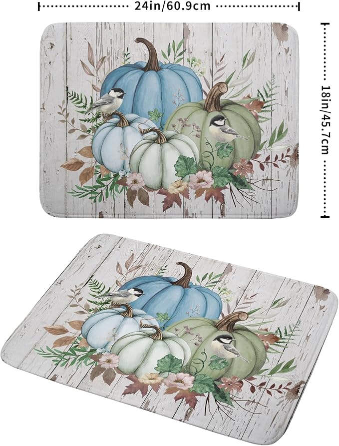 Fall Blue Pumpkin Dish Drying Mat 18x24 inch Autumn Harvest Dish Rack Mats - Image 2