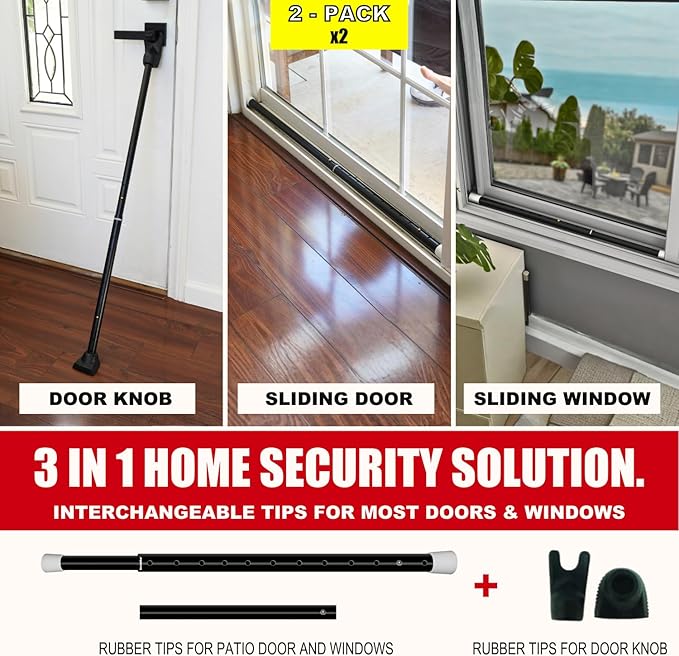 SECURITYMAN 2-in-1 Door Security Bar & Sliding Patio Door Security Bar via - Image 2