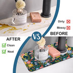 Colorful Flower Sink Splash Guard Faucet Mat Flowers Leaves Super Absorbent - Image 6