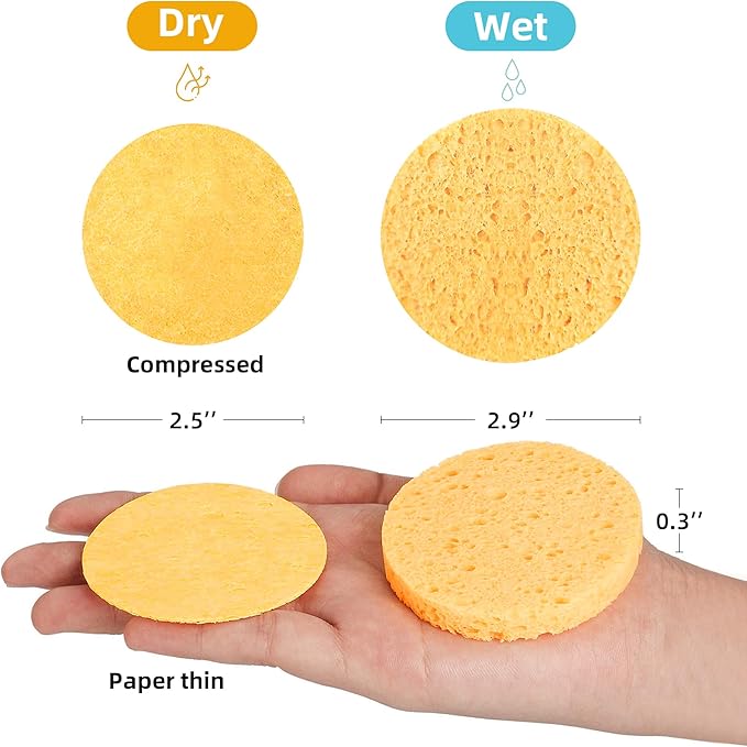 120-Count Compressed Facial Sponges|Kickleen 100% Natural Cellulose Cosmetic - Image 2