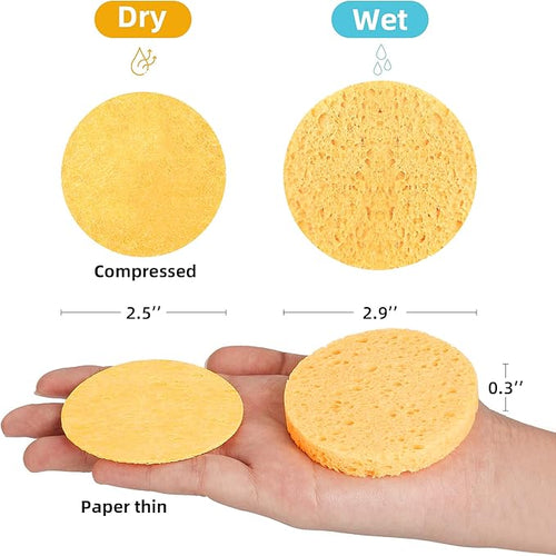 120-Count Compressed Facial Sponges|Kickleen 100% Natural Cellulose Cosmetic - Image 2
