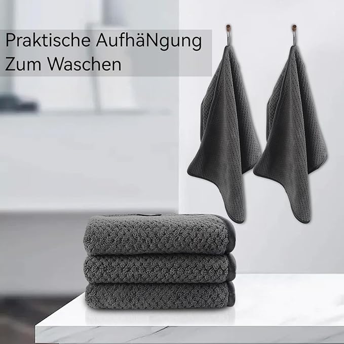 KinHwa Microfiber Hand Towels for Bathroom Soft and Absorbent Face Towels Grey - Image 7