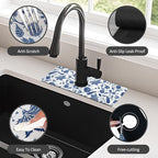 15" X 5.5" Kitchen Sink Splash Guard Faucet Mat Floral Super Absorbent Fast - Image 6