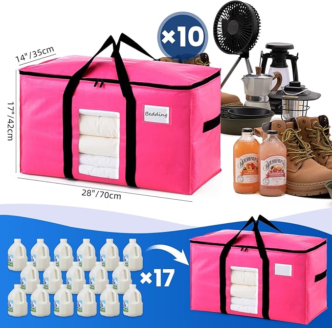 TAILI 10 Pack Pink Extra Large Moving Bags, Heavy Duty Totes - Image 6