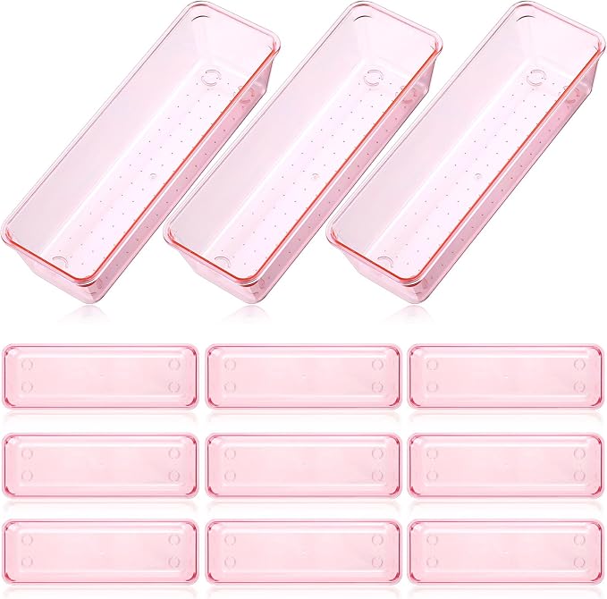 Maitys 12 Pcs Clear Drawer Organizer 9 x 3 x 2 Inches Plastic Rectangle Trays by Maitys