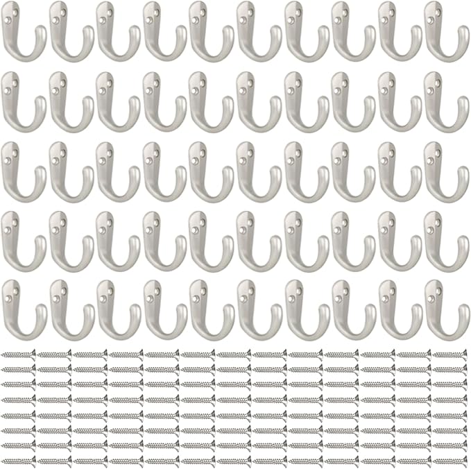 IBosins 50PCS Coat Hooks Wall Mounted Single Prong Robe Hook - Image 2