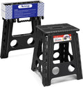 ACSTEP 16 Inch Folding Step Stool for Adults and Kids, Non-Slip Plastic Foldable Stepping Stool, Collapsible Folding Stool with Handle Holds Up to 400lbs for Kitchen, Dot Black (1 Pack) by ACSTEP