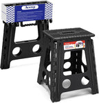 ACSTEP 16 Inch Folding Step Stool for Adults and Kids, Non-Slip Plastic Foldable Stepping Stool, Collapsible Folding Stool with Handle Holds Up to 400lbs for Kitchen, Dot Black (1 Pack) by ACSTEP