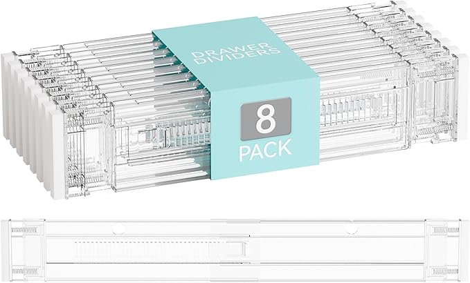 Yieach 8 Pack 3.2 Inch Shallow Acrylic Drawer Dividers by Yieach