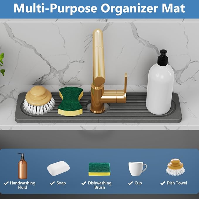 Stone Quick Dry Faucet Mat for Kitchen Sink Stone Faucet Mat for Kitchen Sink - Image 5