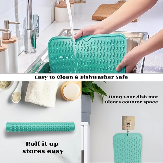 ZLR Silicone Dish Drying Mat 12" x 12" Square - Image 4