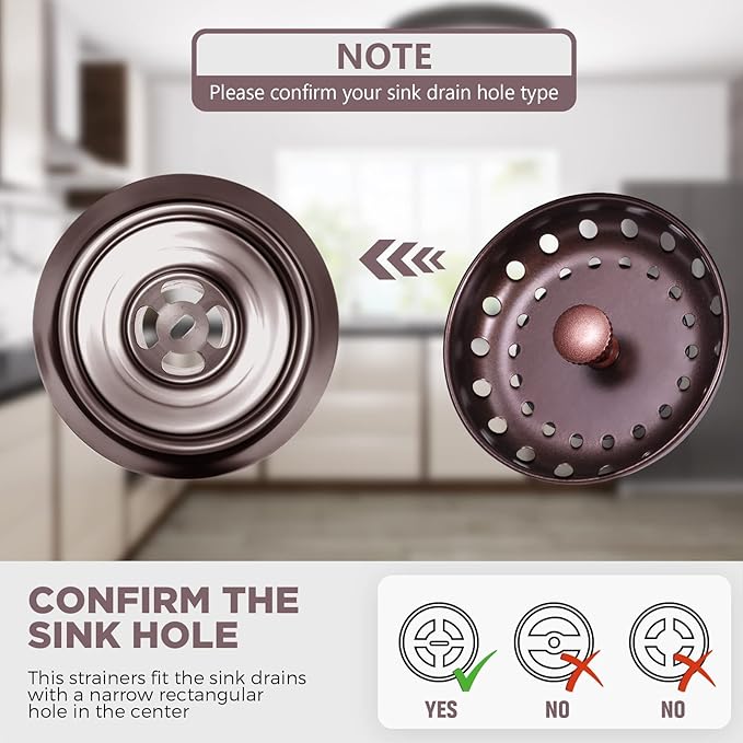 Mudder 3 Pcs Kitchen Sink Drain Strainer and Stopper Stainless Steel Garbage - Image 3