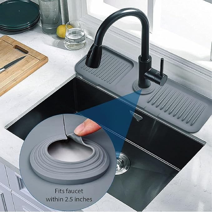 Silicone Sink Splash Guard for Kitchen & Bathroom, 17.7 inch Faucet Mat - Image 3