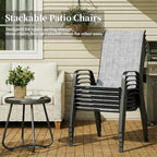 MAMIZO Patio Dining Chairs, Stackable All Weather Teslin Chair, Heavy Duty Outdoor Breathable Chairs Set, w/Armrests, Upgraded Chair FeetW/Strenthened Iron Spacers, 330 LBS (6, Grey) - Image 7