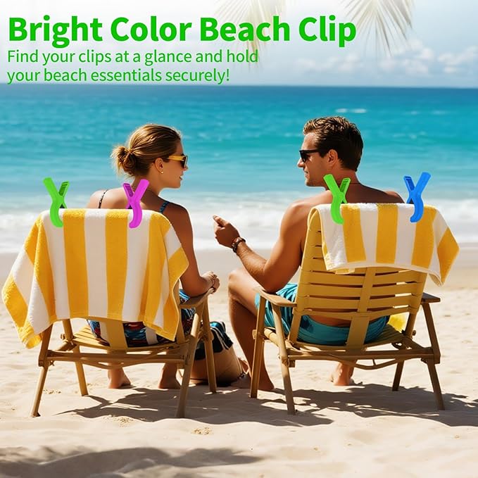 Beach Towel Clips for Beach Chairs Cruise, Strong Grip Clothes Pins Non-Slip - Image 4