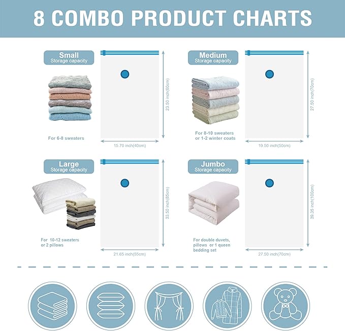 Cozy Essential Vacuum Storage Bags, Compression Space Saver Bags - Image 5