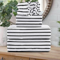 Oliven 8 Pcs Black White Cabana Stripe Large Bath Towel Set Oversize Bath by Oliven